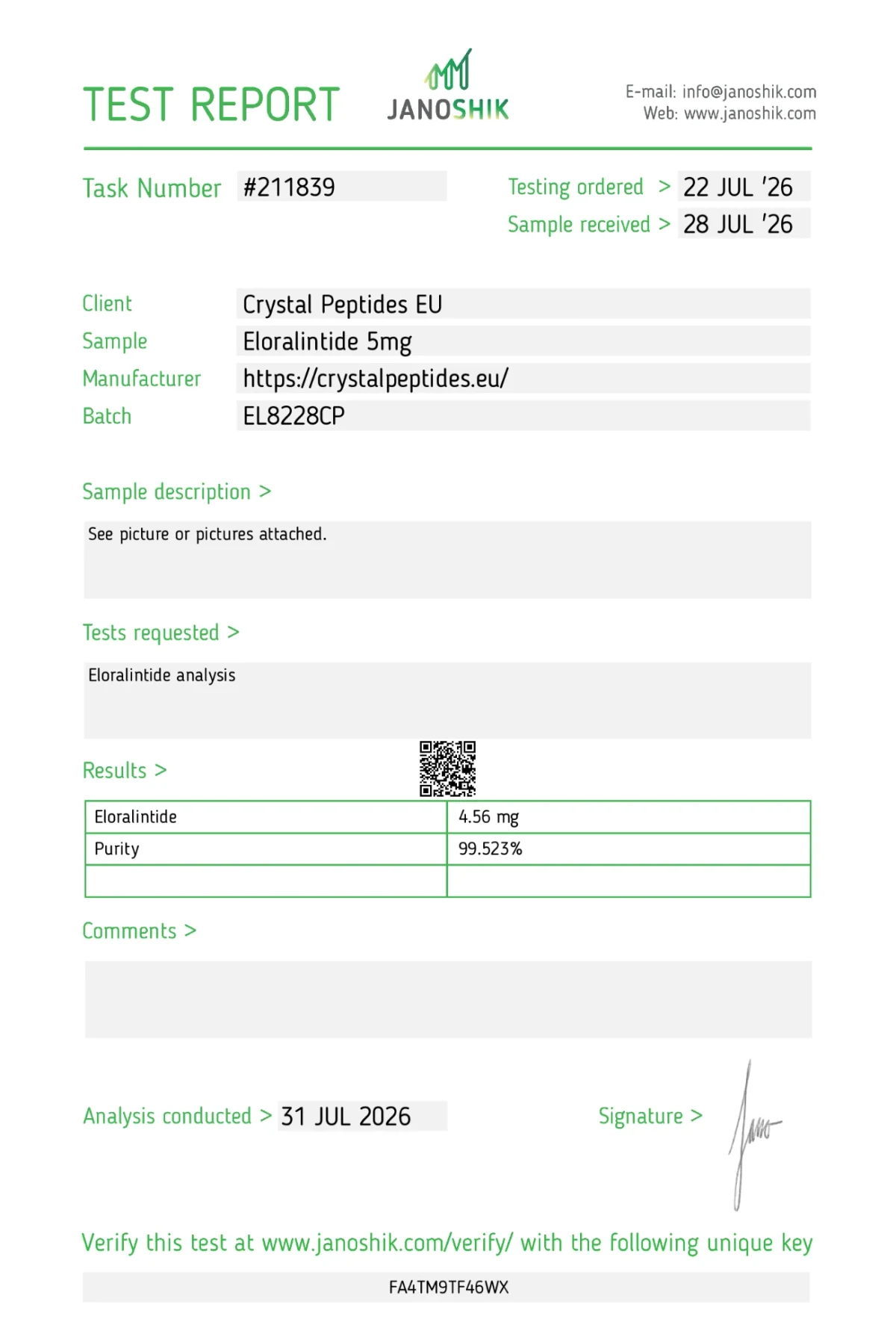Eloralintide 5mg (Purity & Identity)