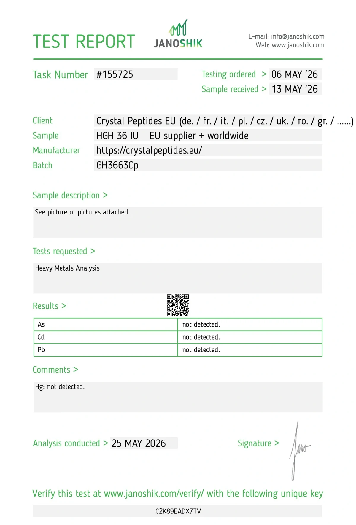 HGH 36 IU (Heavy Metals)