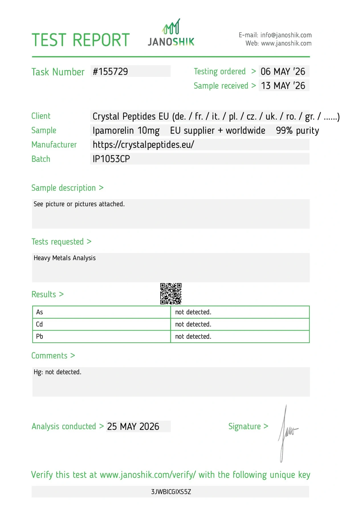 Ipamorelin 10mg (Heavy Metals)