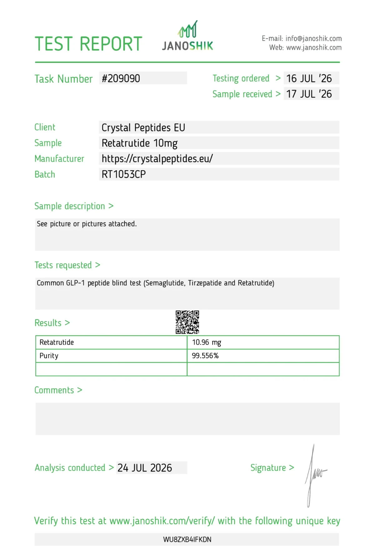 Retatrutide 10mg (Purity & Identity) – New Batch
