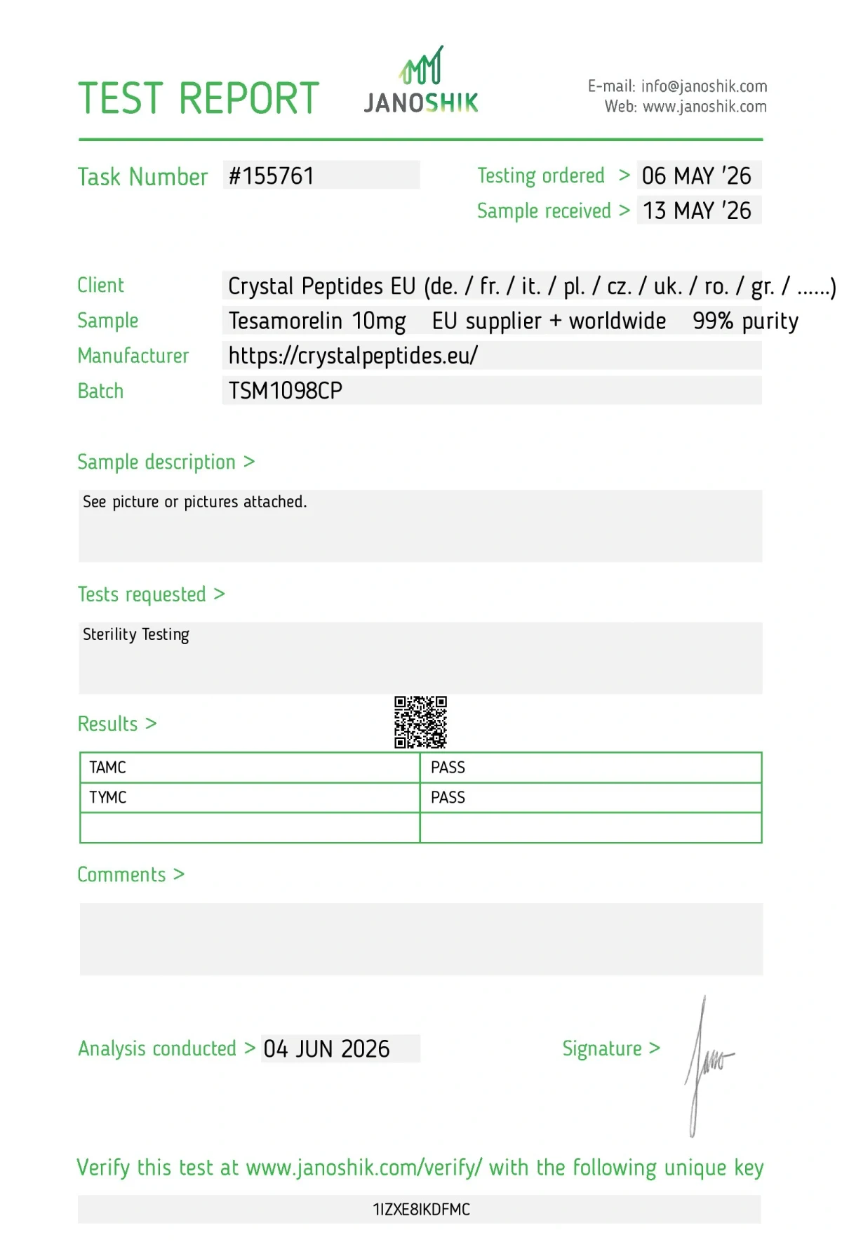 Tesamorelin 10mg (Sterility)