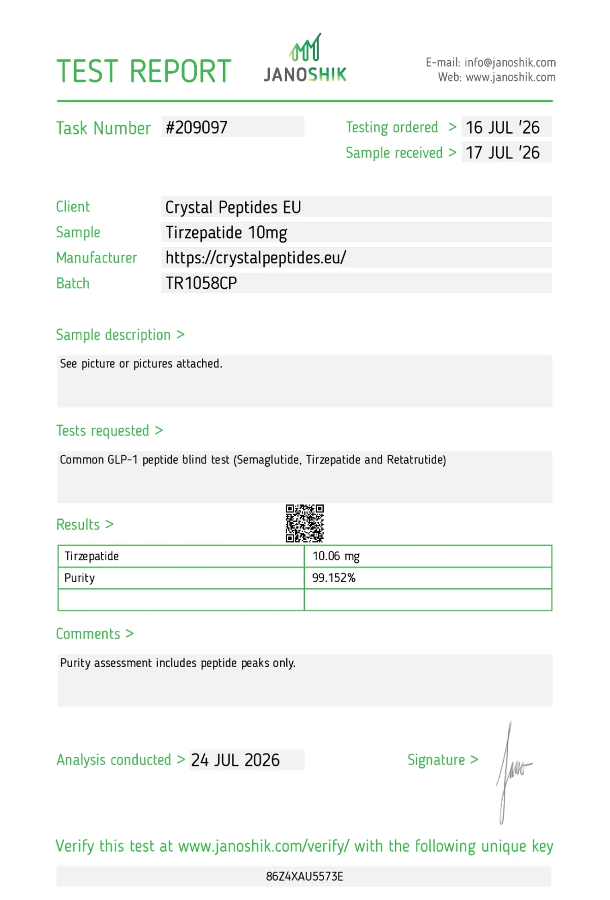 Tirzepatide 10mg (Purity & Identity) – New Batch